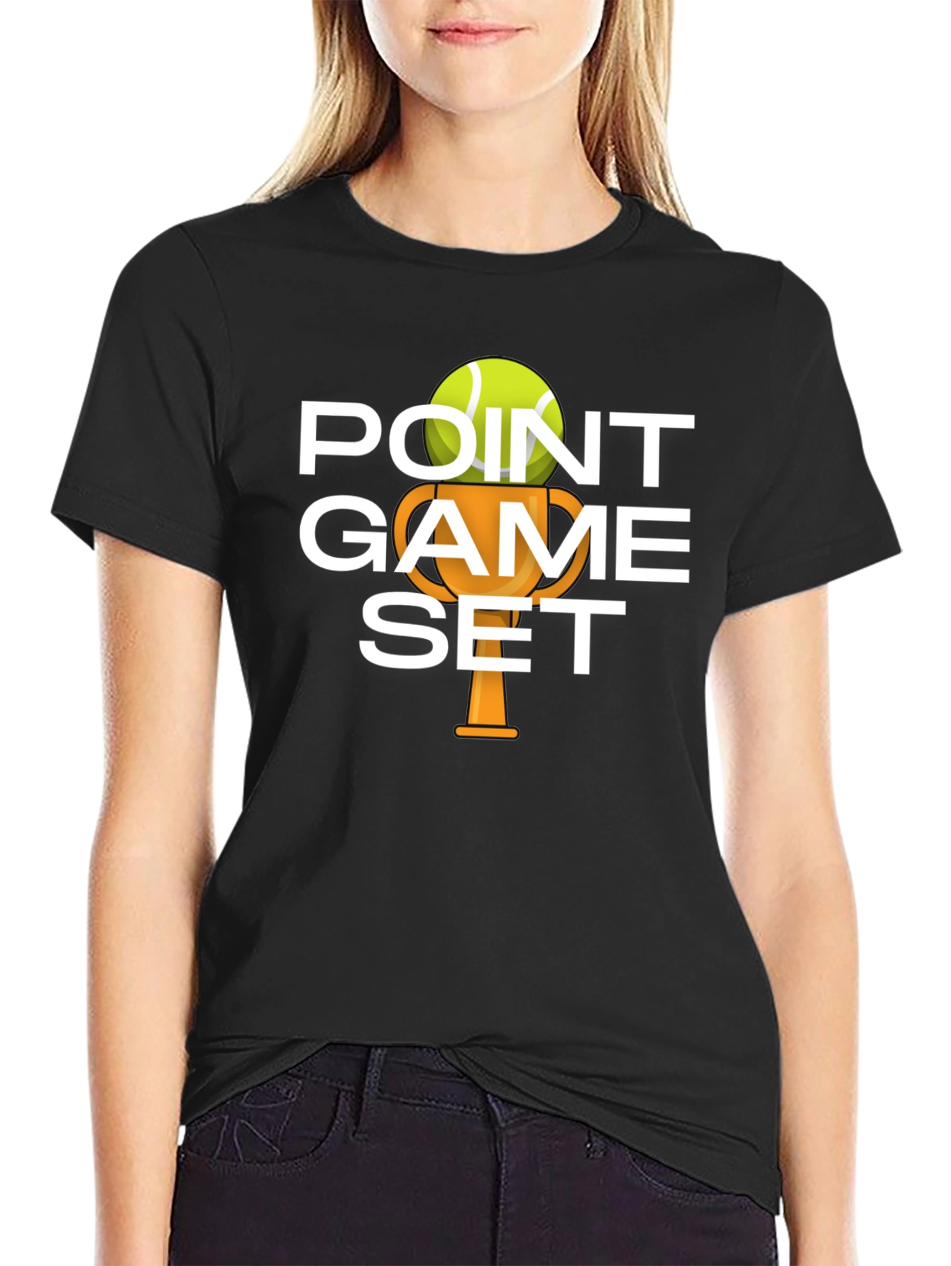 Black Tennis Point Game Set T-Shirt view 2