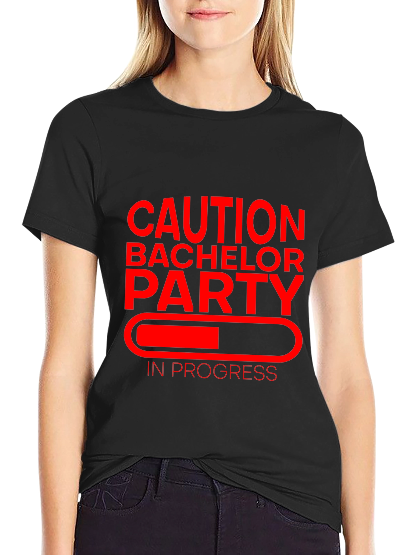Black Caution Bachelor Party T-Shirt view 2