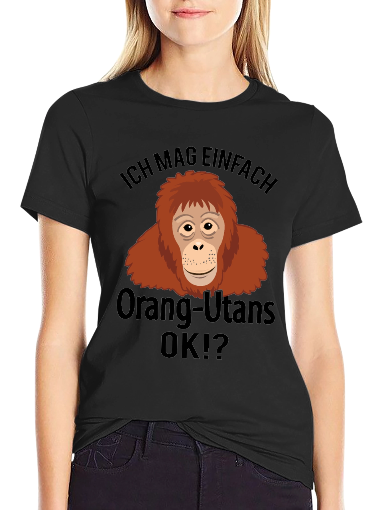 Black Ich Mag Orang-Utans OK?! Black T-Shirt view 2