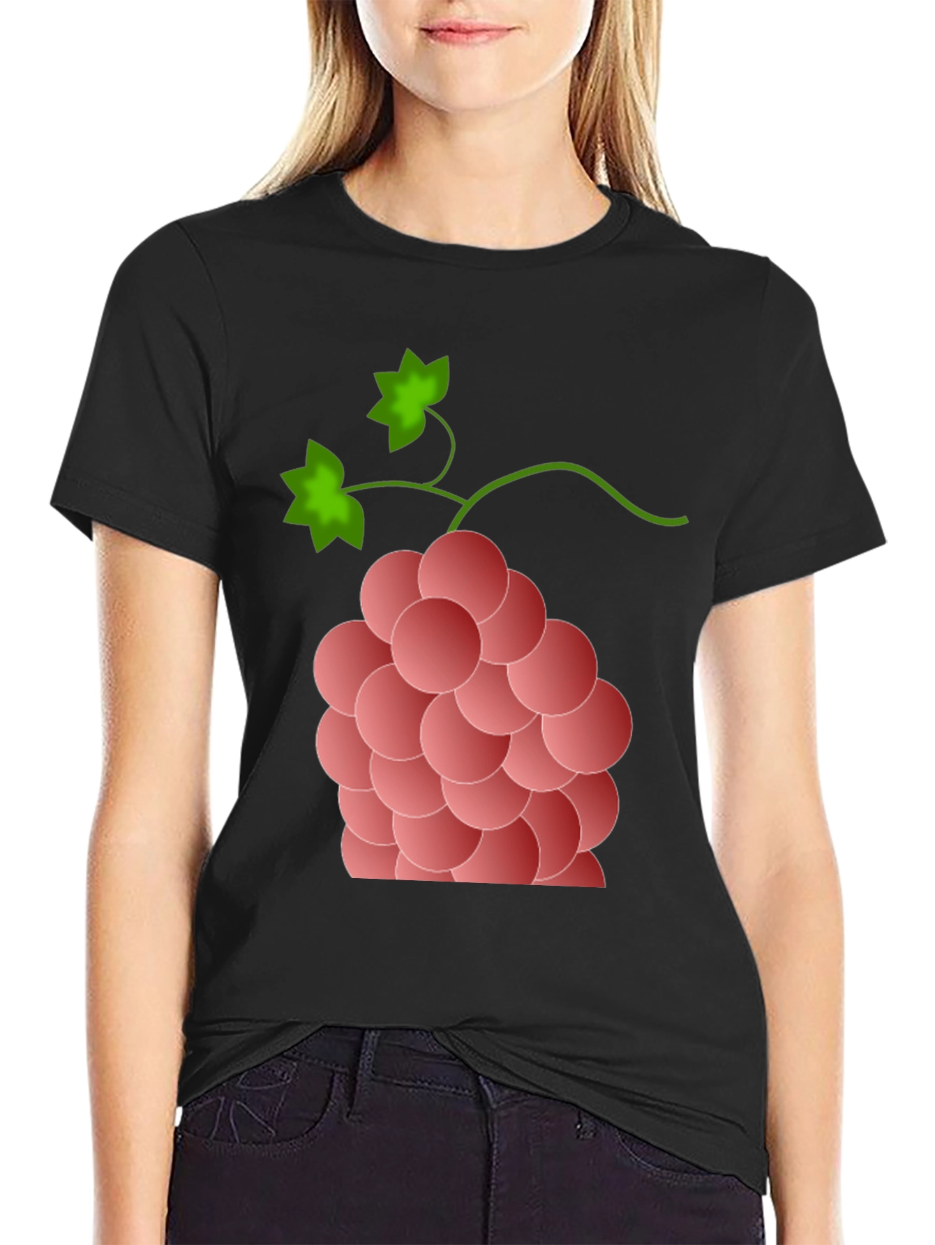 Black Grapes Graphic Tee - Stylish Fruit Design view 2