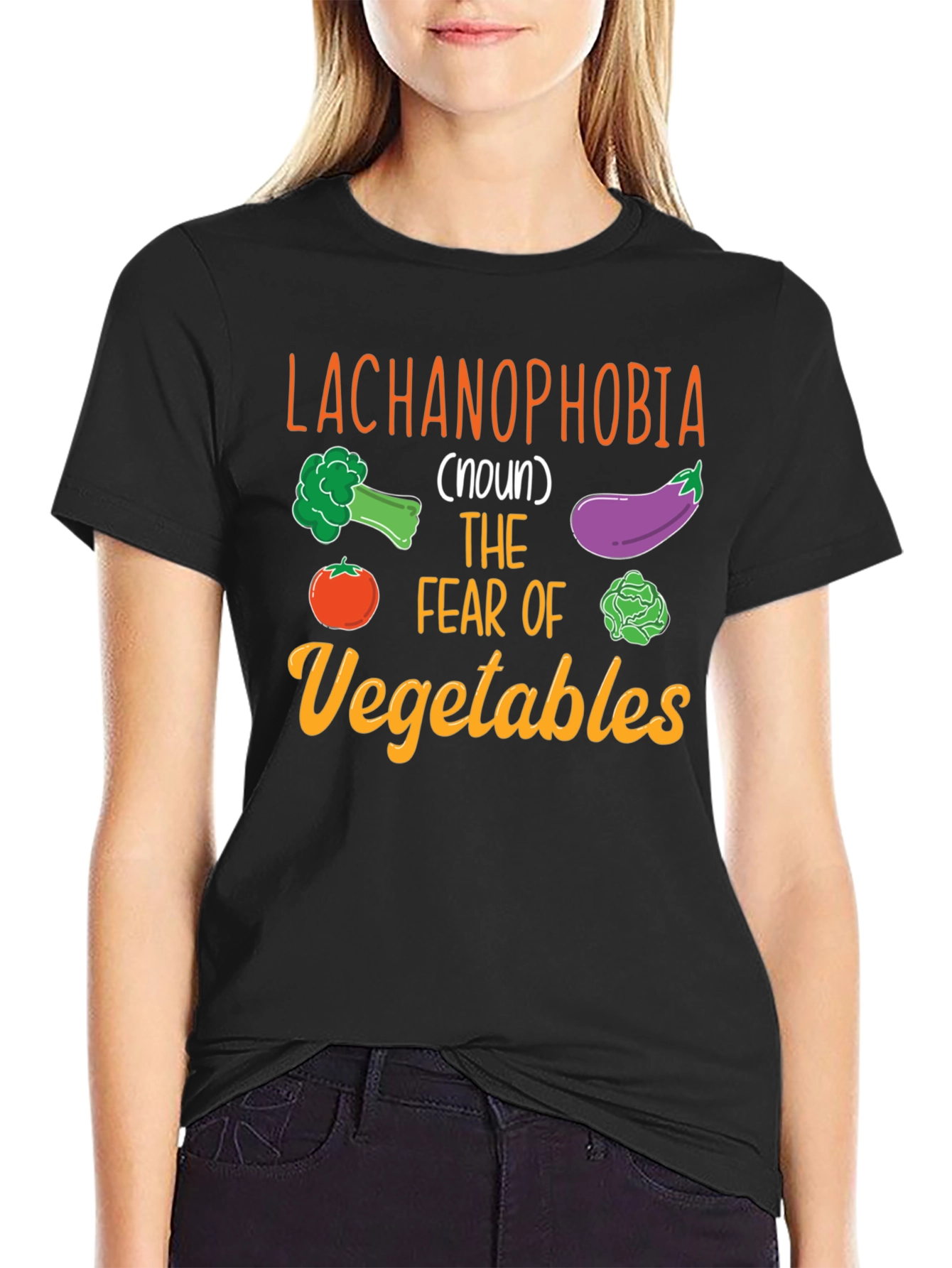 Black Lachanophobia Vegetable Fear T-Shirt view 2