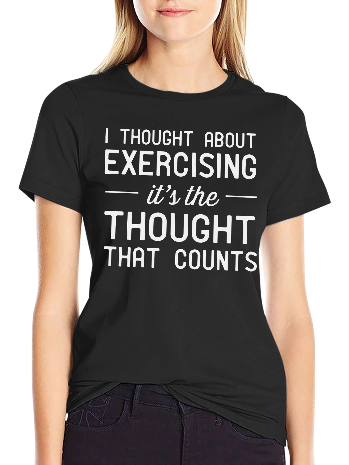 Black Funny Exercise Thought T-Shirt view 2