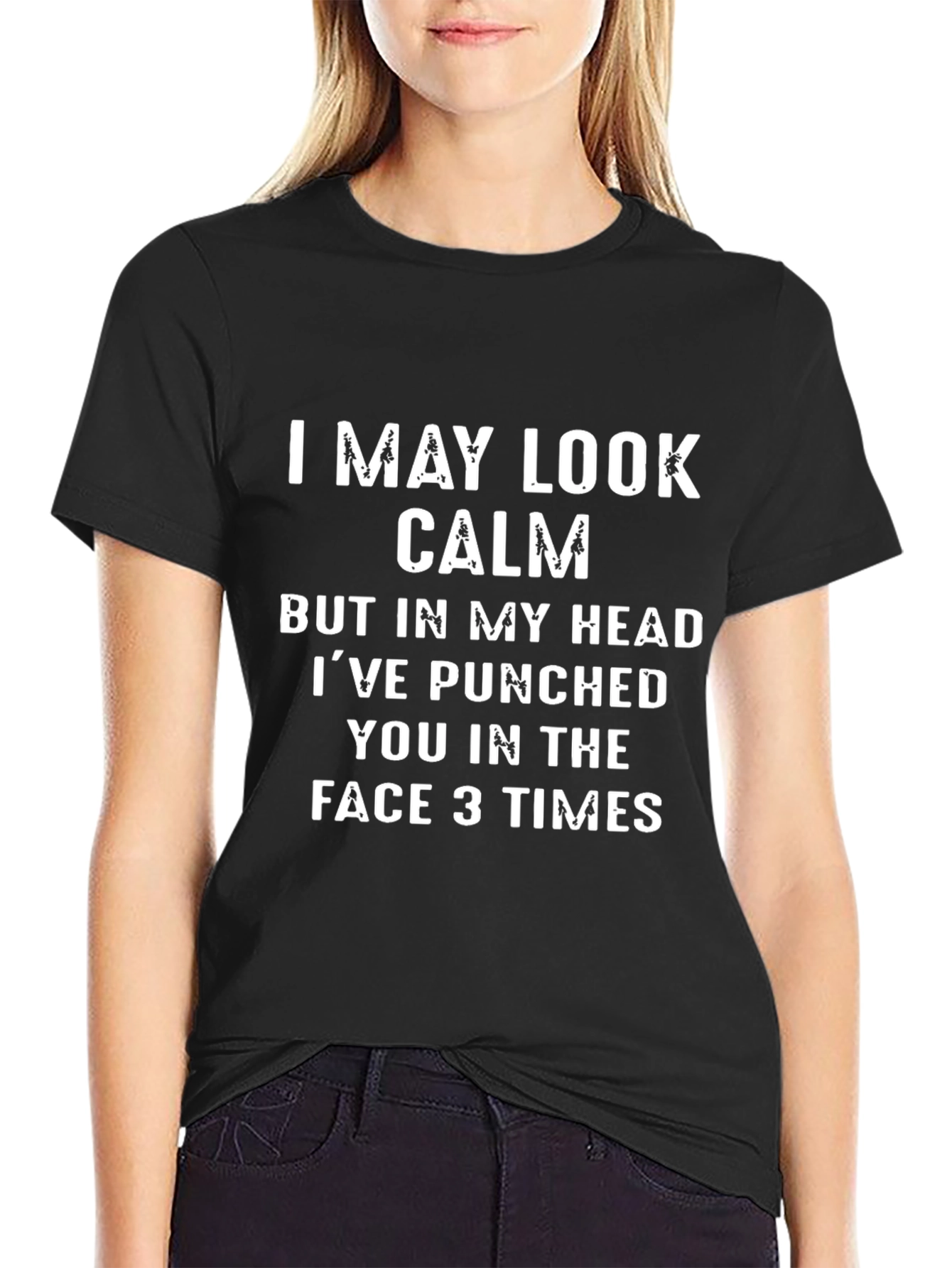 Black Funny Graphic Tee - Calm But Punchy Humor T-Shirt view 2