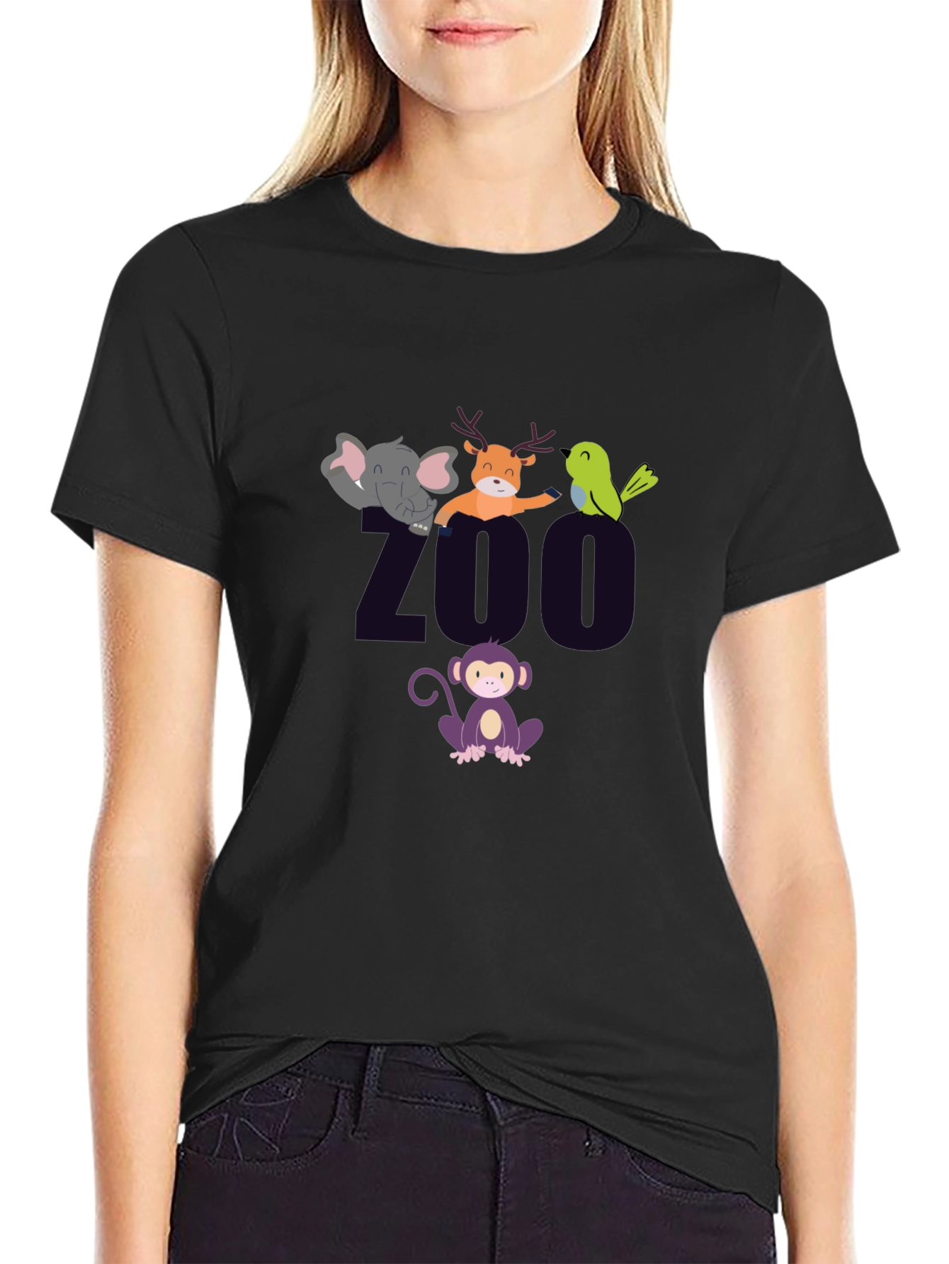 Black Zoo Animal Graphic T-Shirt view 2
