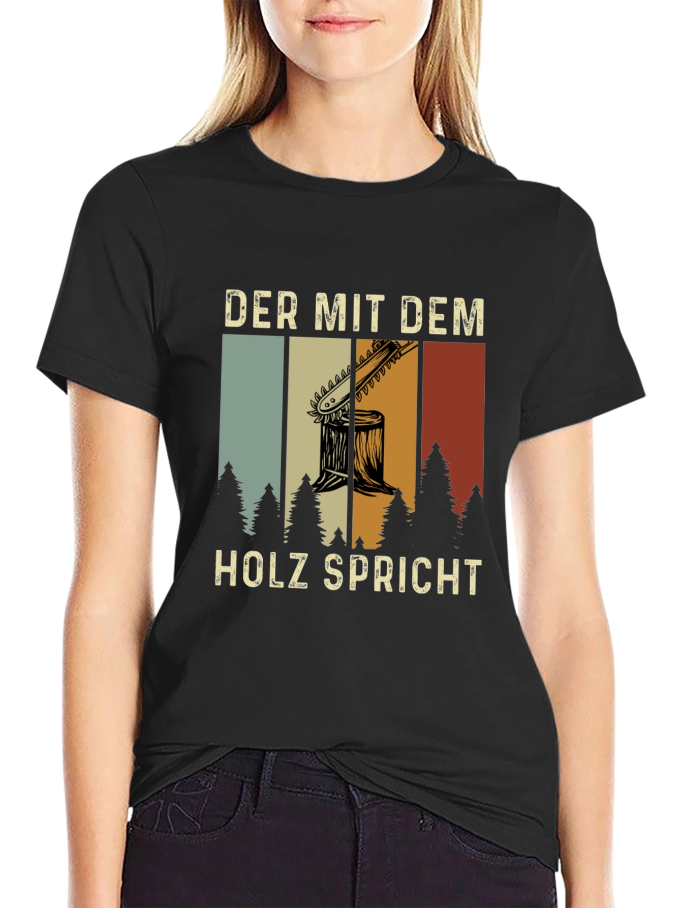 Black Der Mit Dem Holz Spricht Graphic Tee view 2