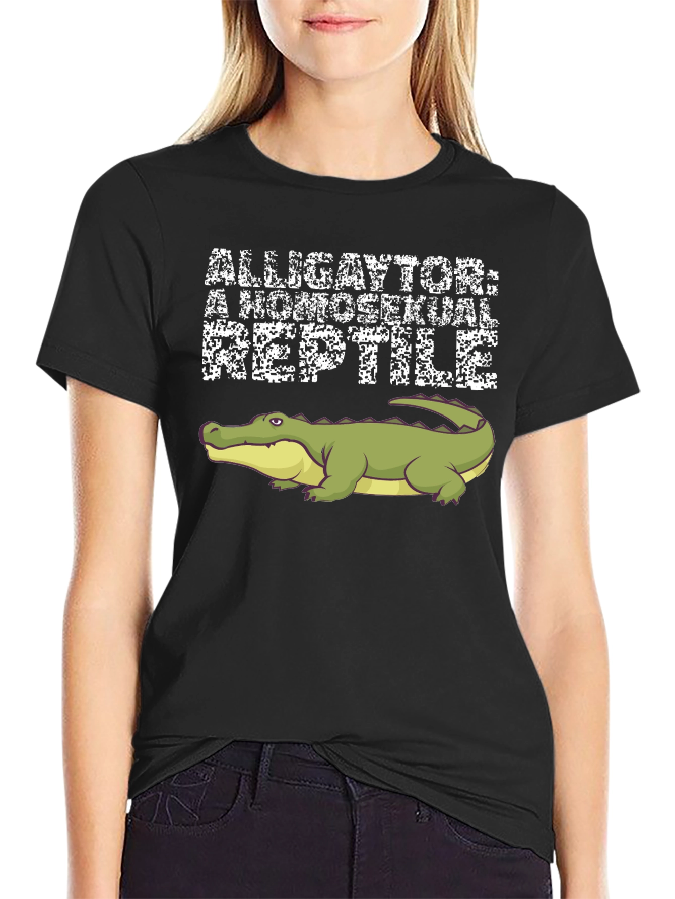 Black Alligaytor: Homosexual Reptile Graphic T-Shirt view 2