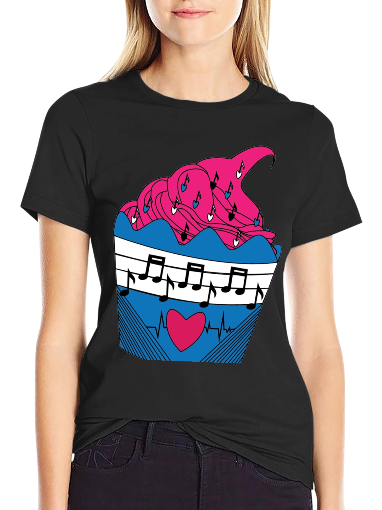 Black Music Heartbeat Cupcake Graphic Tee view 2