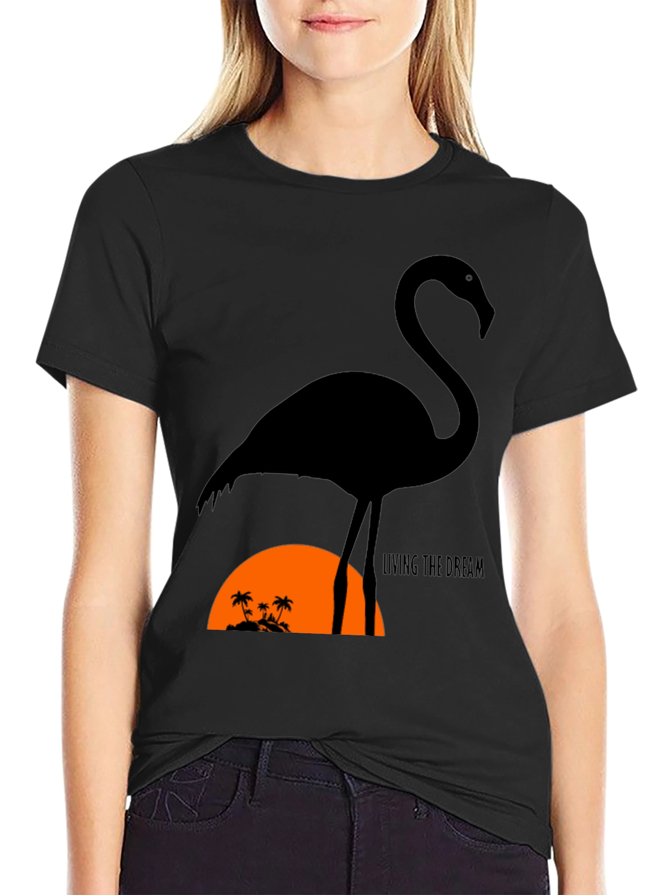 Black Flamingo Sunset Tee - Living The Dream view 2