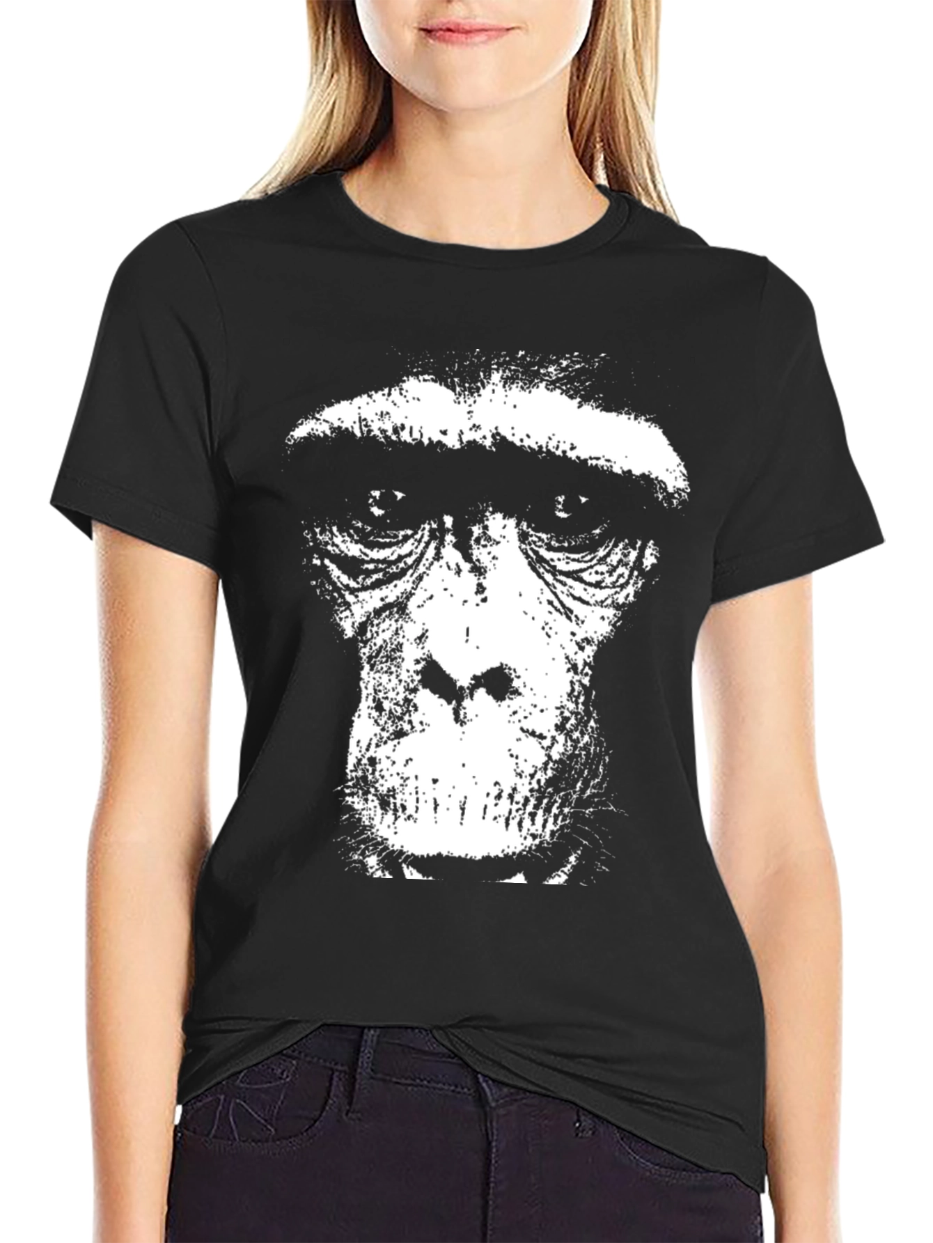 Black Ape Face Graphic Tee - Black Cotton Blend T-Shirt view 2