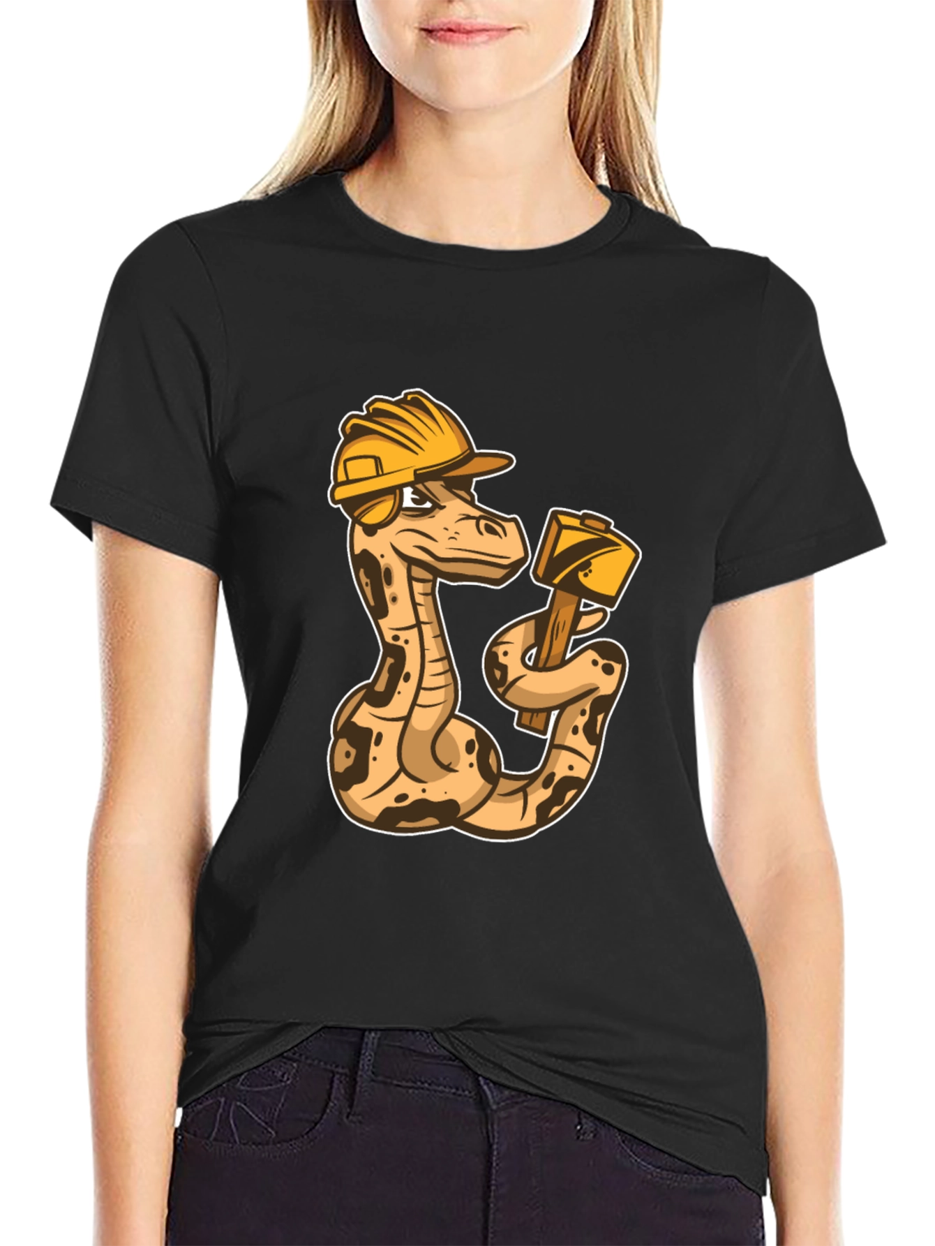 Black Construction Snake Graphic T-Shirt view 2