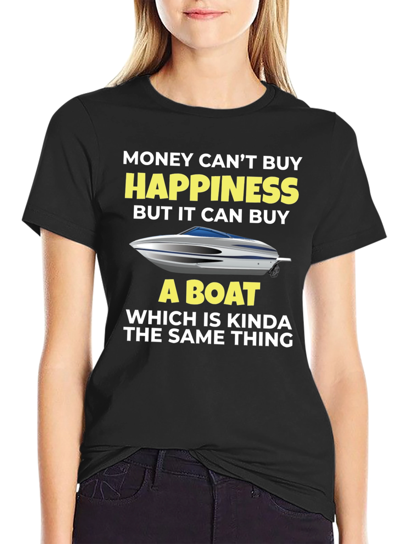 Black Money Can't Buy Happiness, Boat T-Shirt view 2
