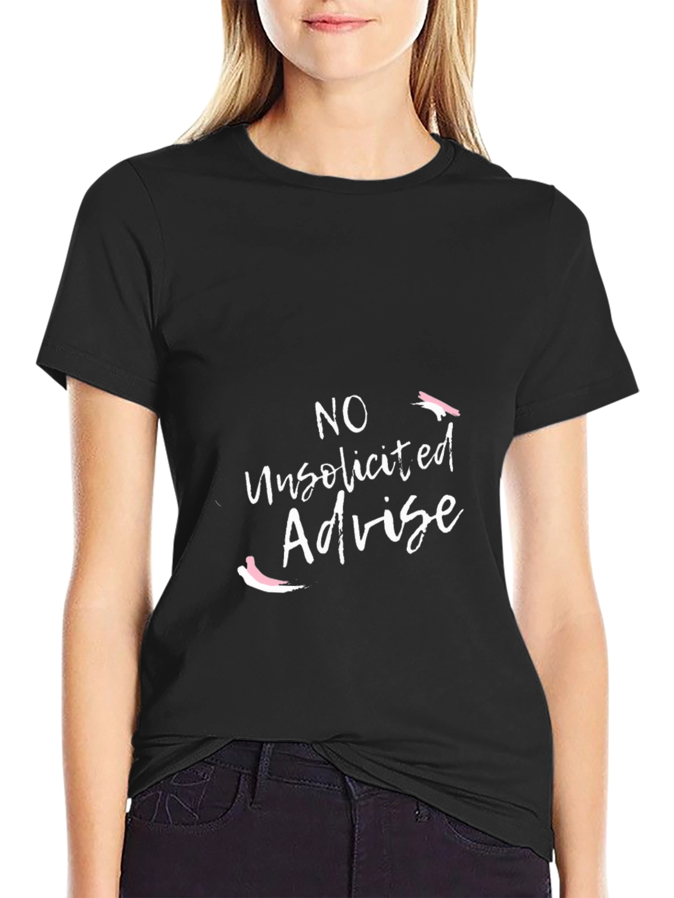 Black No Unsolicited Advice Black Graphic Tee view 2