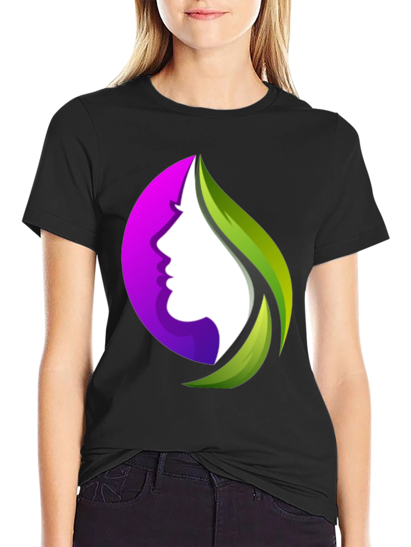 Black Elegant Nature Silhouette Graphic Tee - Unisex Black T-Shirt view 2