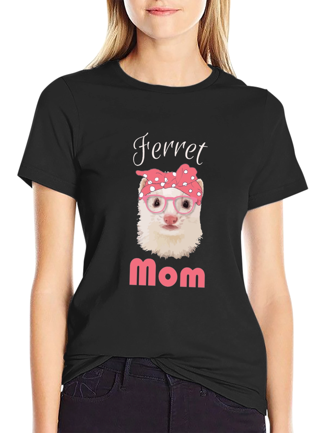 Black Ferret Mom T-Shirt - Cute Pet Owner Tee view 2