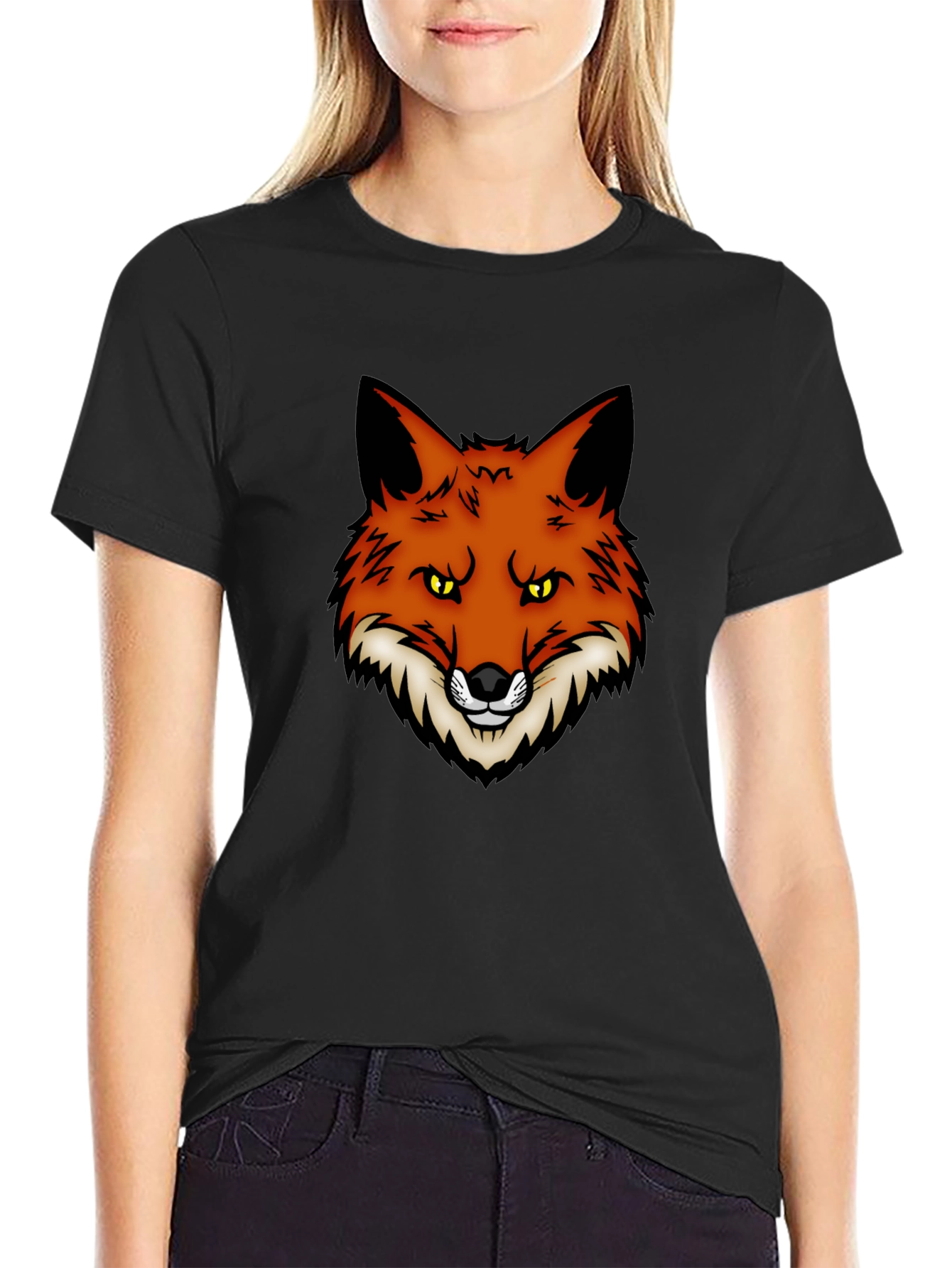 Black Fox Graphic Print Black T-Shirt view 2