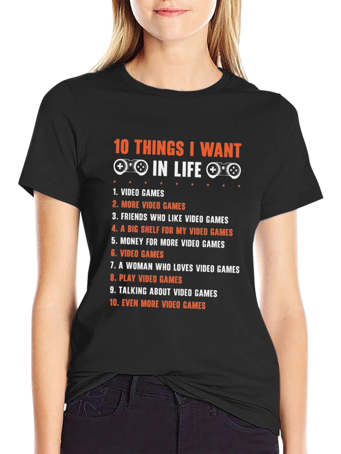 Black Gamer Life Wishlist T-Shirt - 10 Things I Want in Life view 2