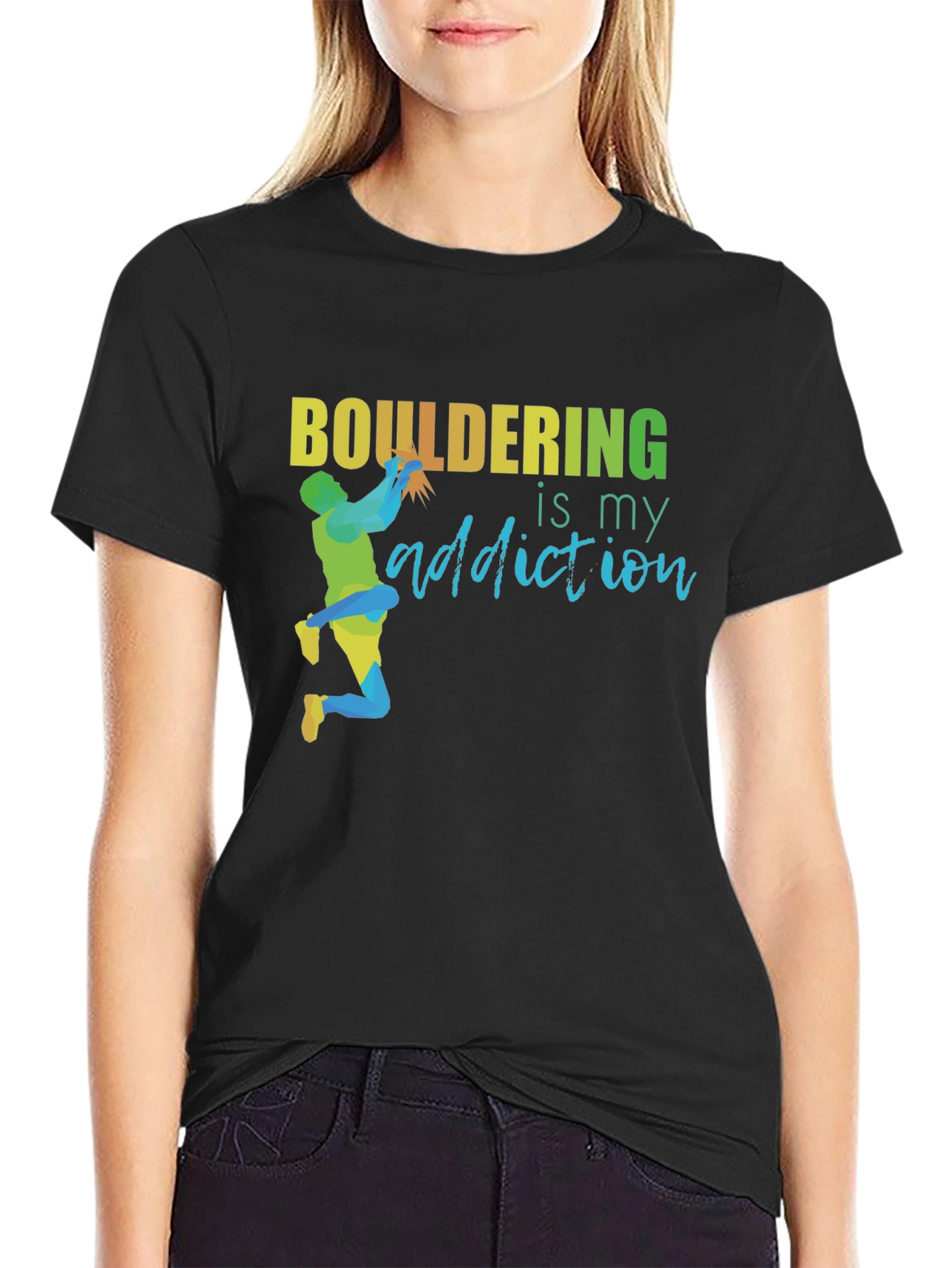 Black Bouldering Addiction T-Shirt - Rock Climbing Apparel view 2