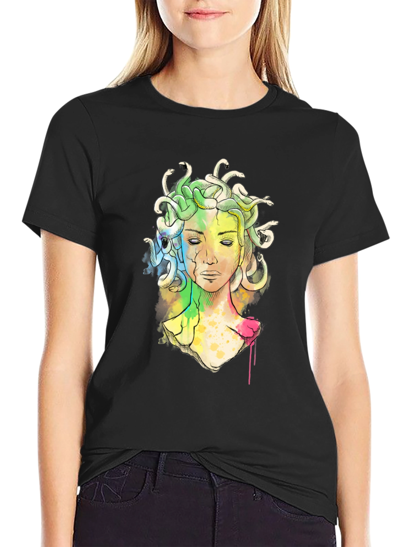 Black Medusa Graphic Tee - Modern Myth T-Shirt view 2