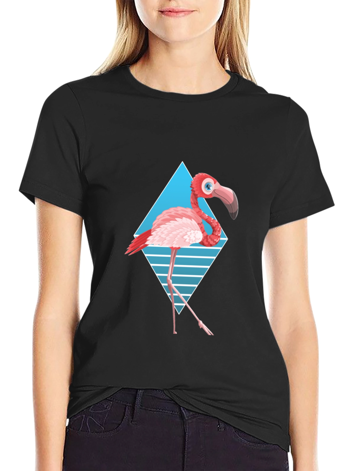 Black Black Flamingo Graphic Tee view 2