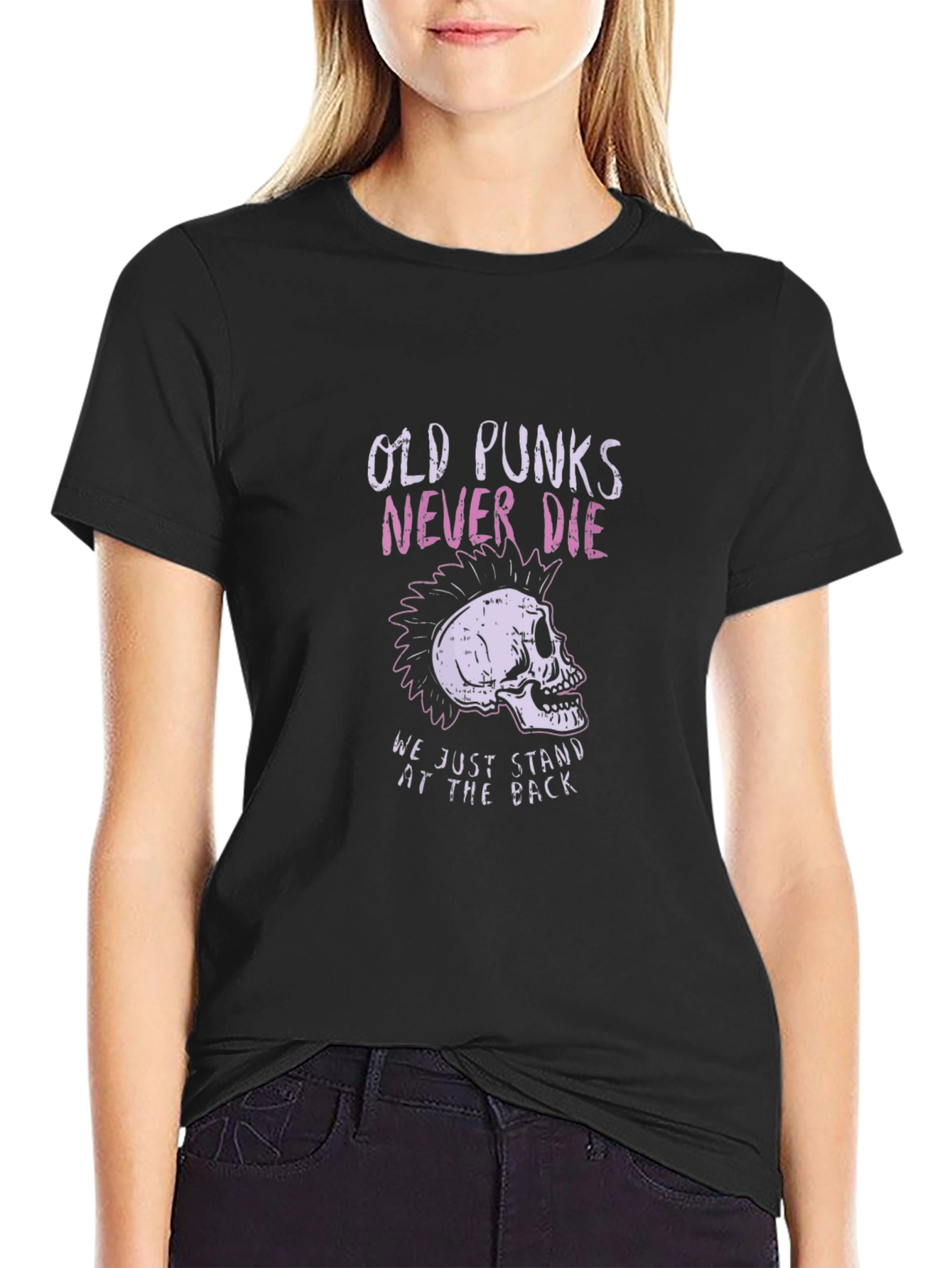 Black Old Punks Never Die Graphic Tee view 2