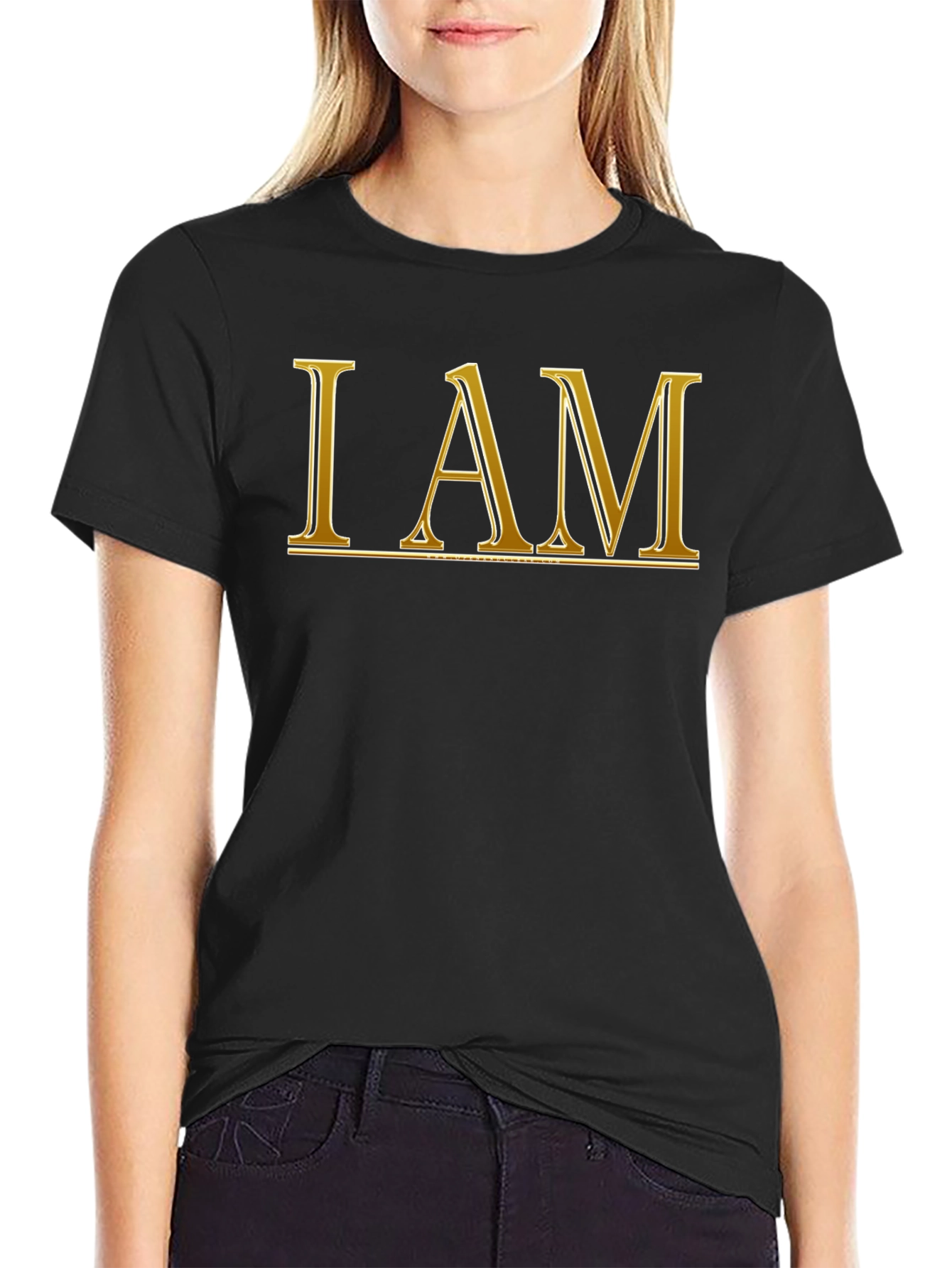 Black I AM Graphic T-Shirt - Black Cotton Blend view 2