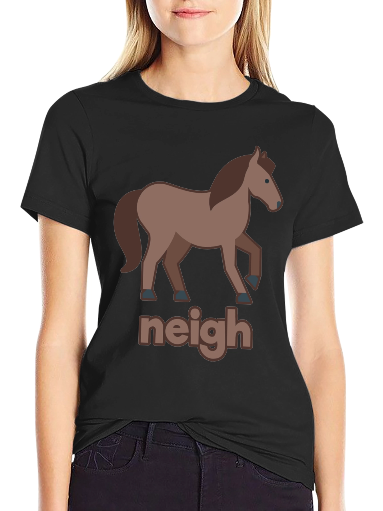 Black Funny Horse Graphic Tee - Neigh view 2