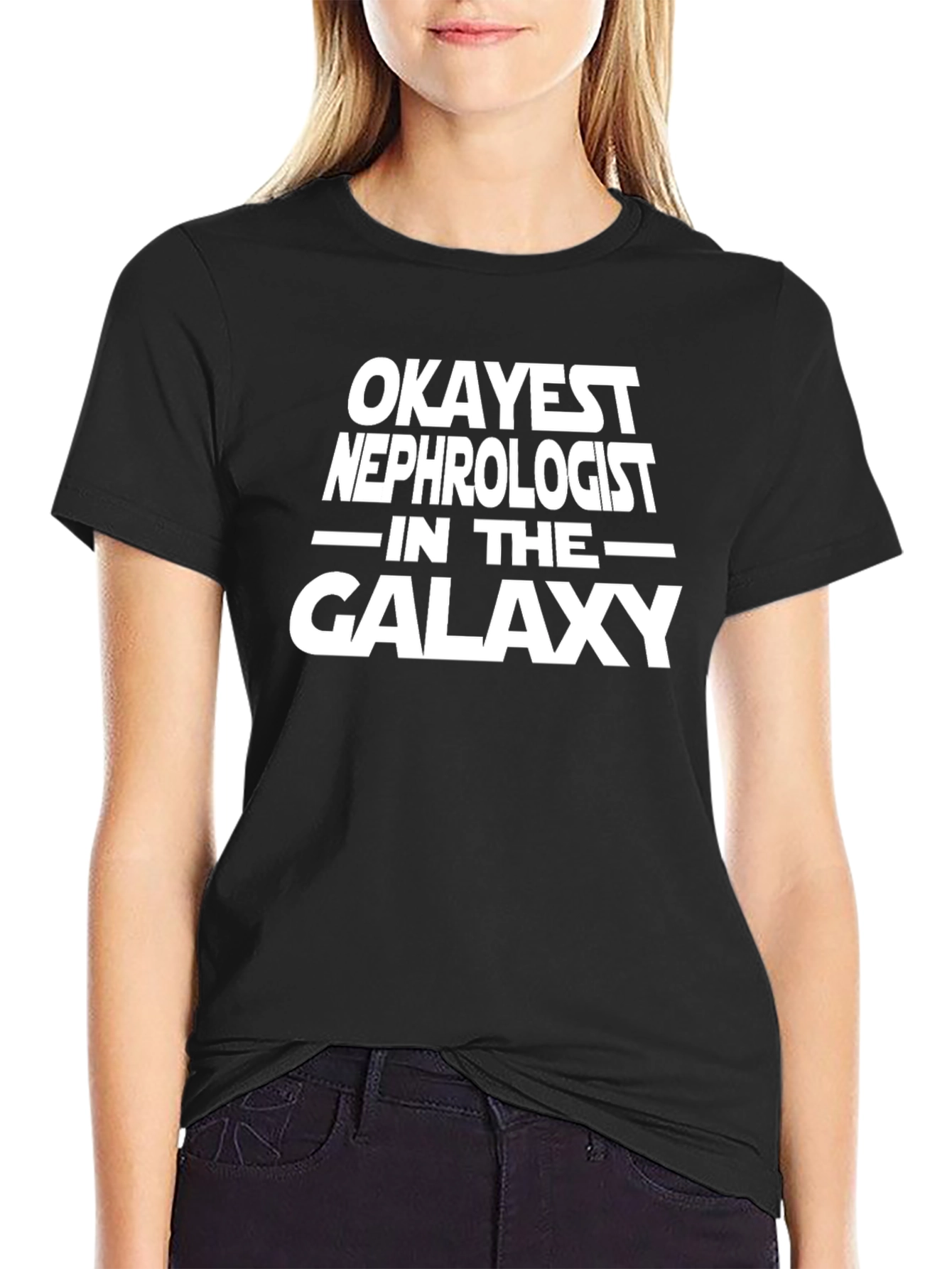 Black Okayest Nephrologist Galaxy Black T-Shirt view 2