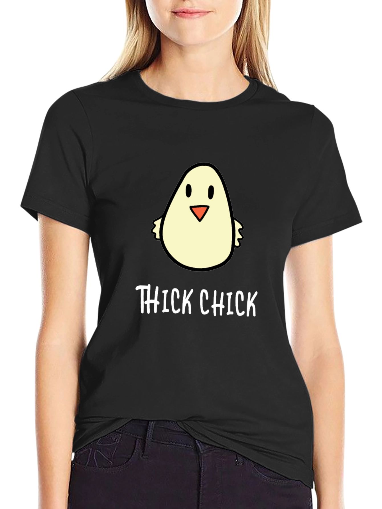 Black Thick Chick T-Shirt - Funny Graphic Tee view 2