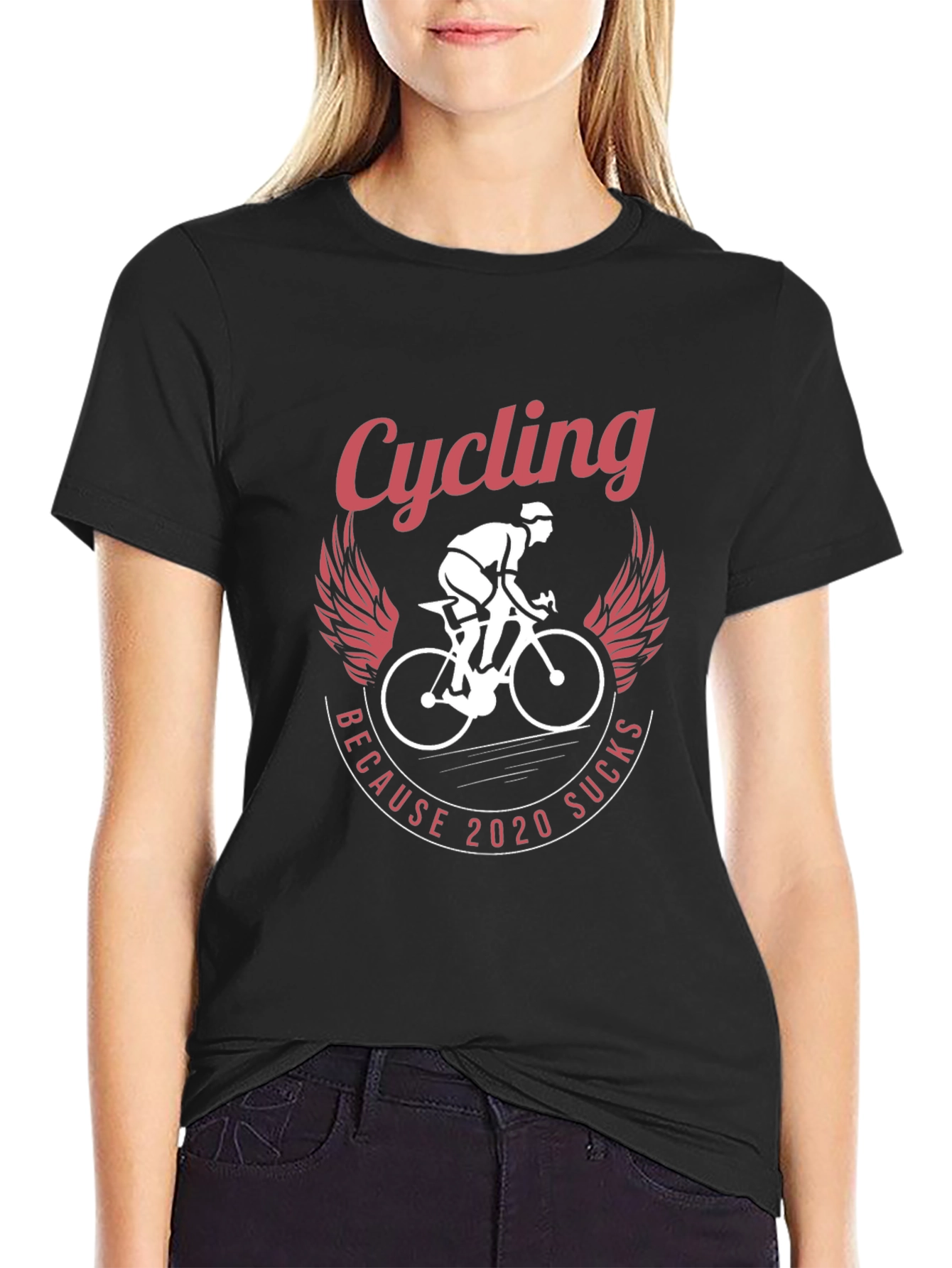 Black Cycling Because 2020 Sucks Graphic Tee view 2