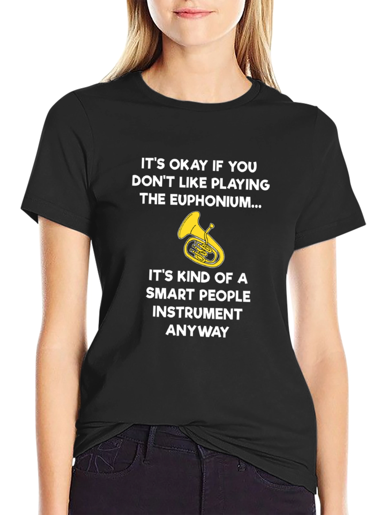 Black Euphonium Player Smart People Instrument T-Shirt view 2