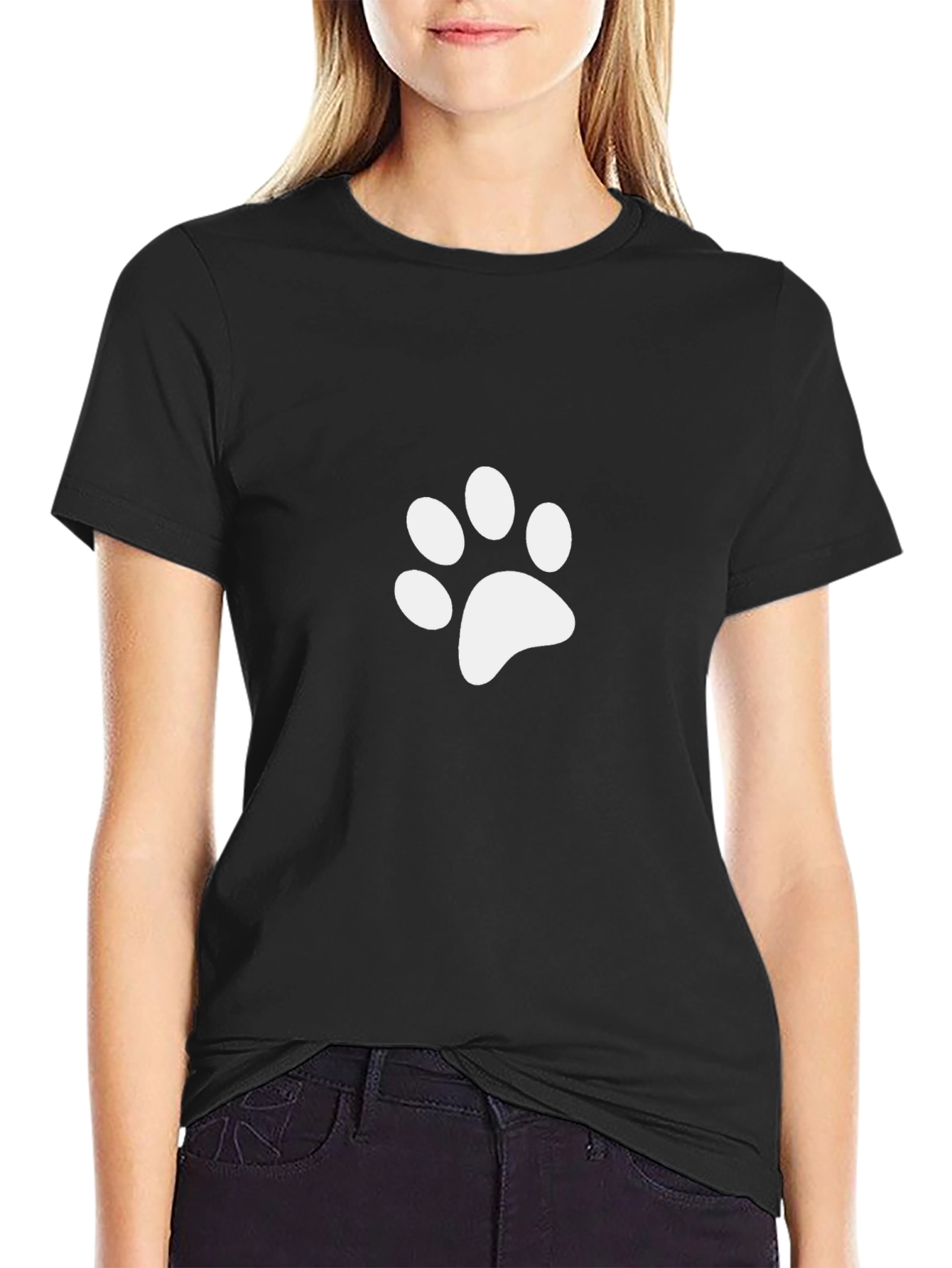 Black Paw Print Black T-Shirt - Casual Style view 2