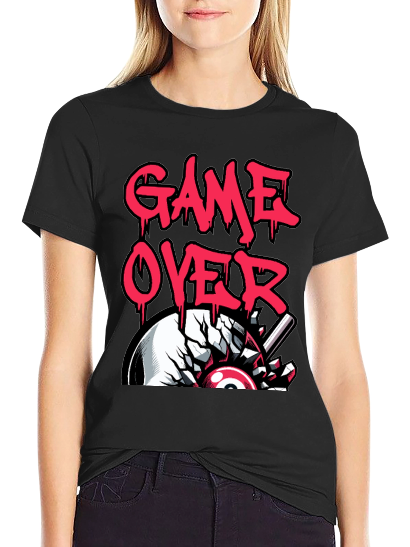 Black Game Over Graphic Tee - Gamer Style view 2