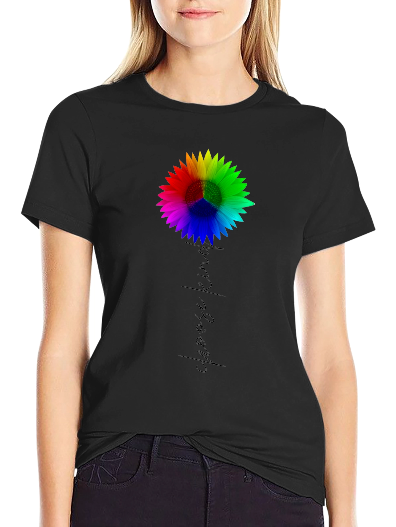 Black Choose Kind Sunflower Tee - Black view 2