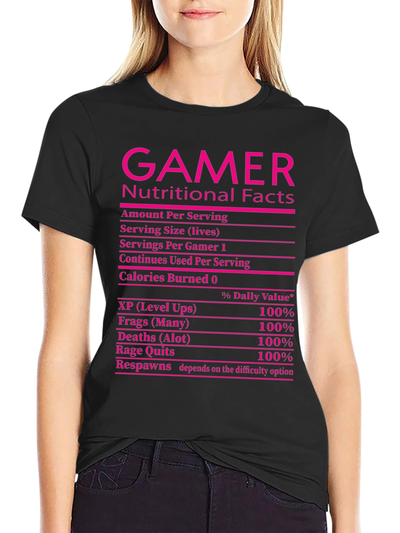 Black Gamer Nutritional Facts Black T-Shirt Funny Gift view 2