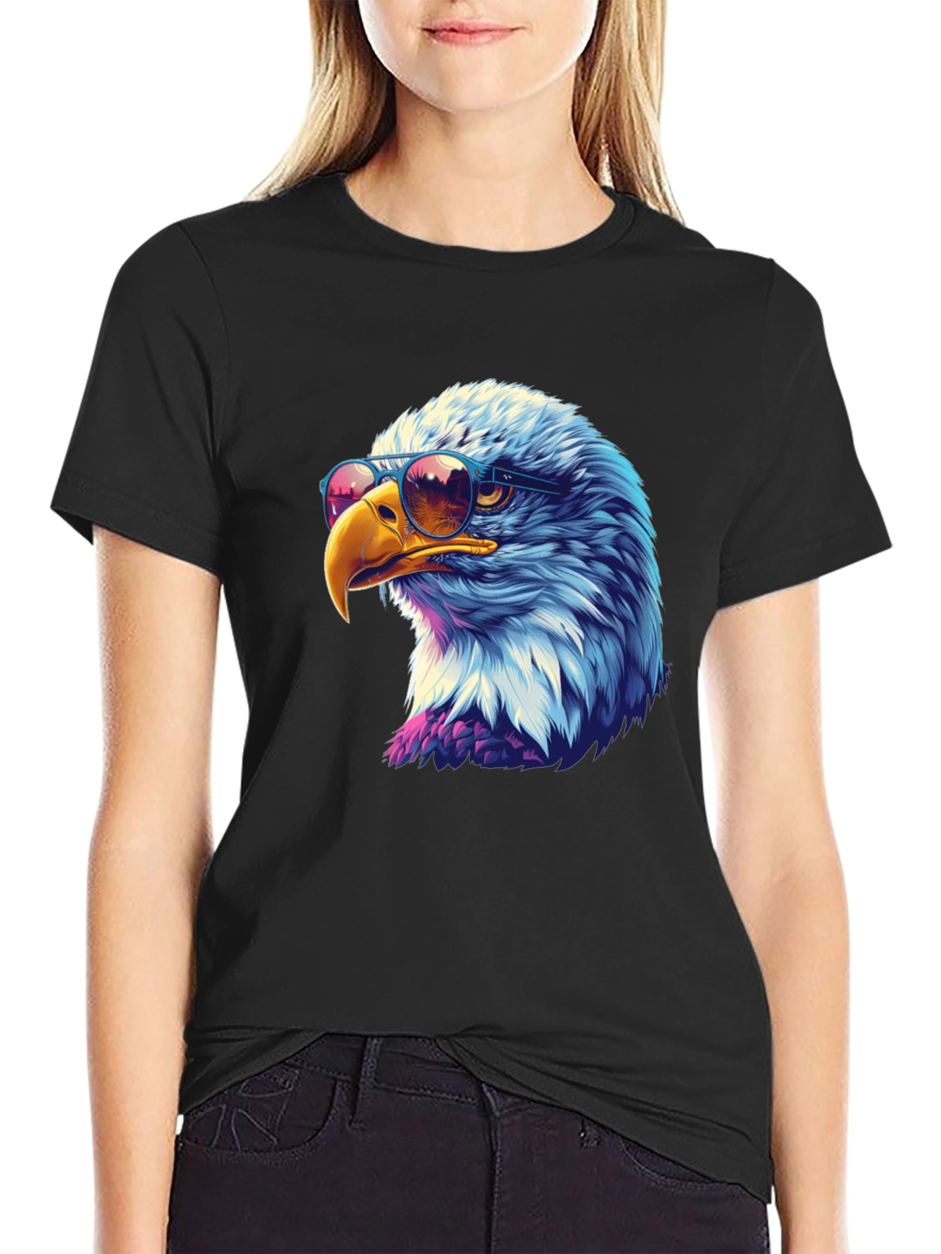 Black Cool Eagle Graphic Tee - Black T-Shirt view 2