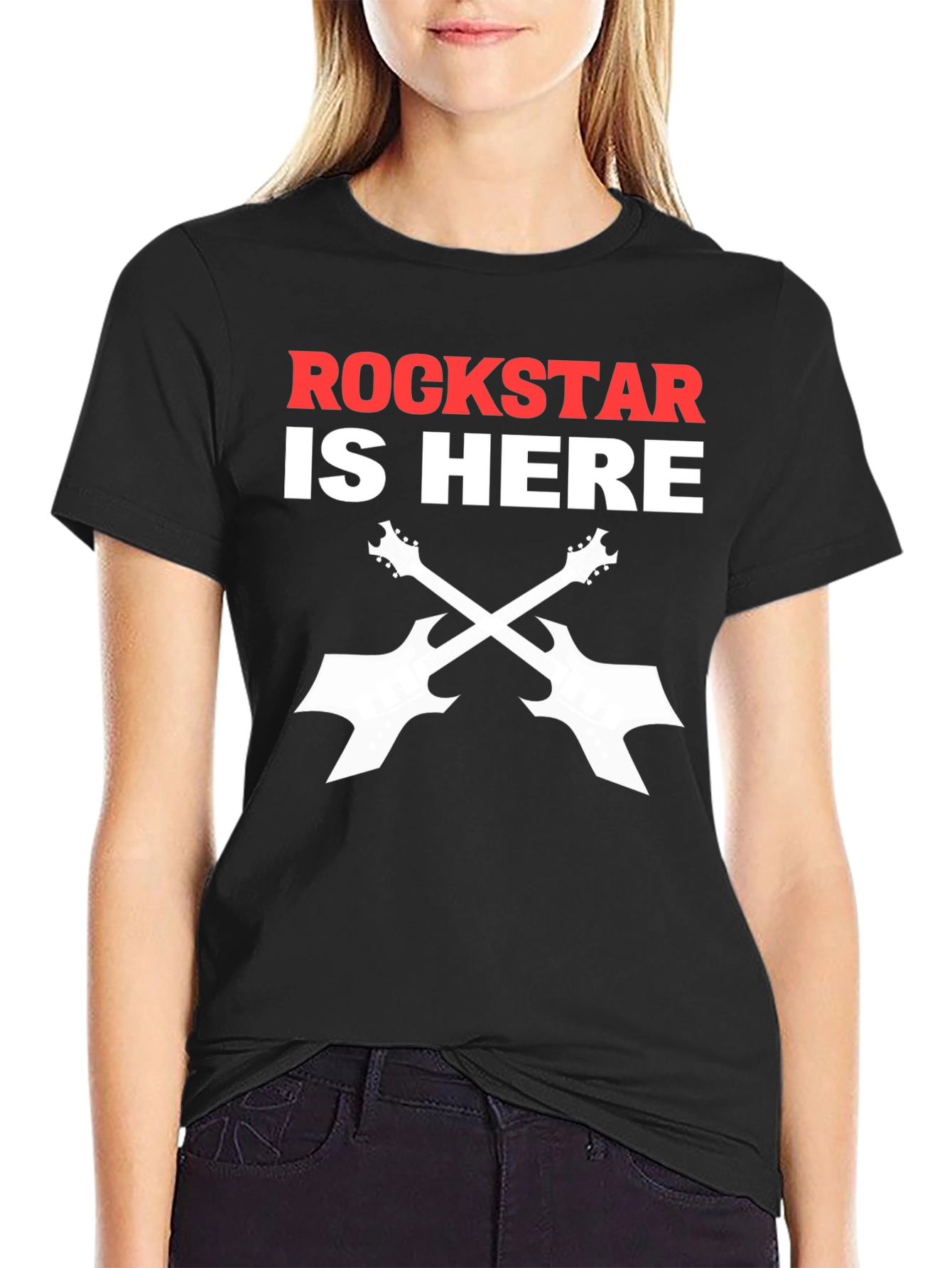 Black Rockstar Guitar T-Shirt - Black Cotton Music Tee view 2