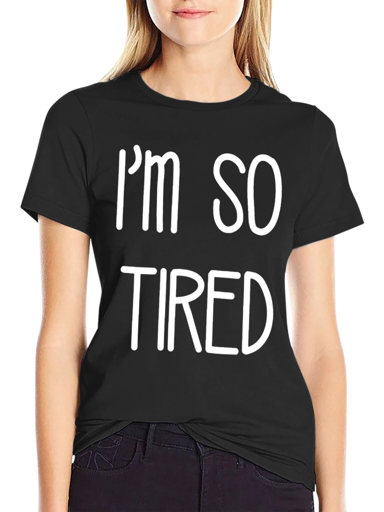 Black I'm So Tired Graphic T-Shirt - Soft Cotton Blend view 2