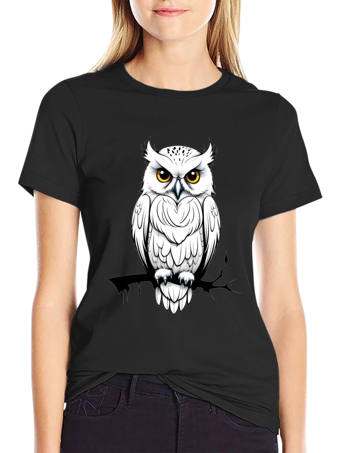 Owl Graphic Black T-Shirt - Unique Design - 2