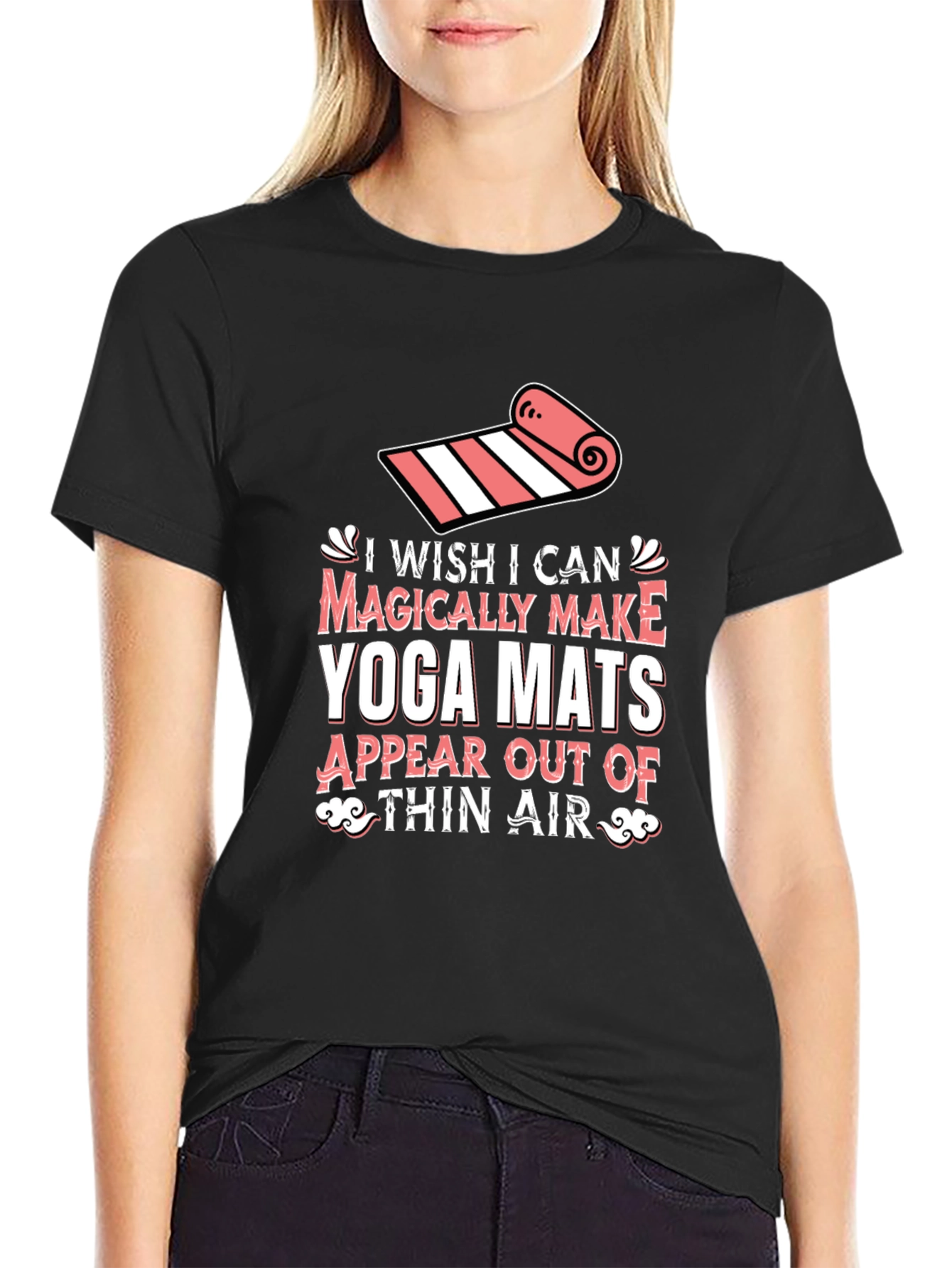 Black Yoga Mat Magic T-Shirt - Wish I Could Make Yoga Mats view 2