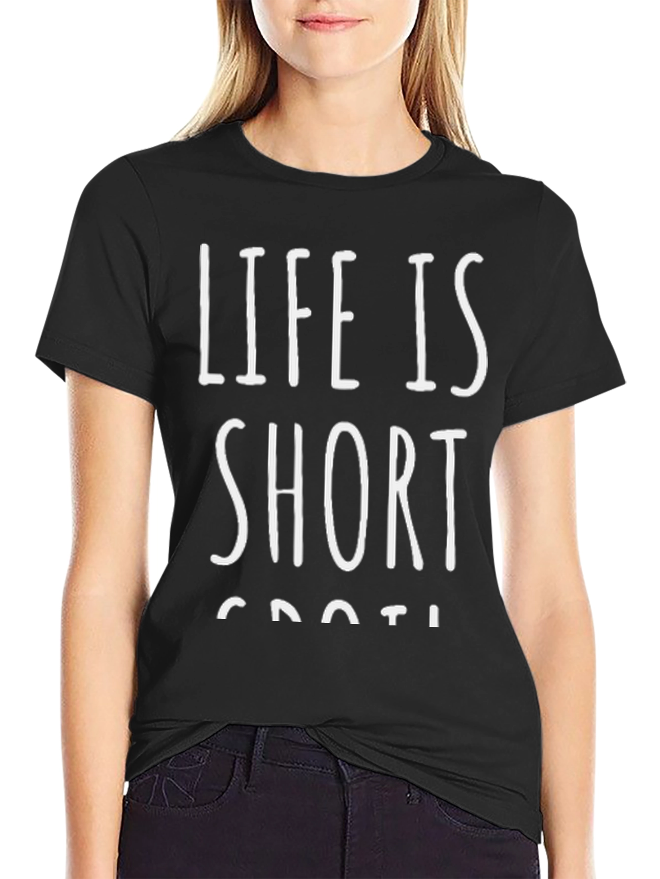 Black Life Is Short Groovy T-Shirt view 2