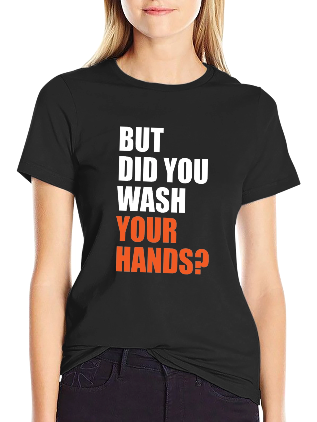 Black Wash Your Hands T-Shirt - Funny Novelty Tee view 2