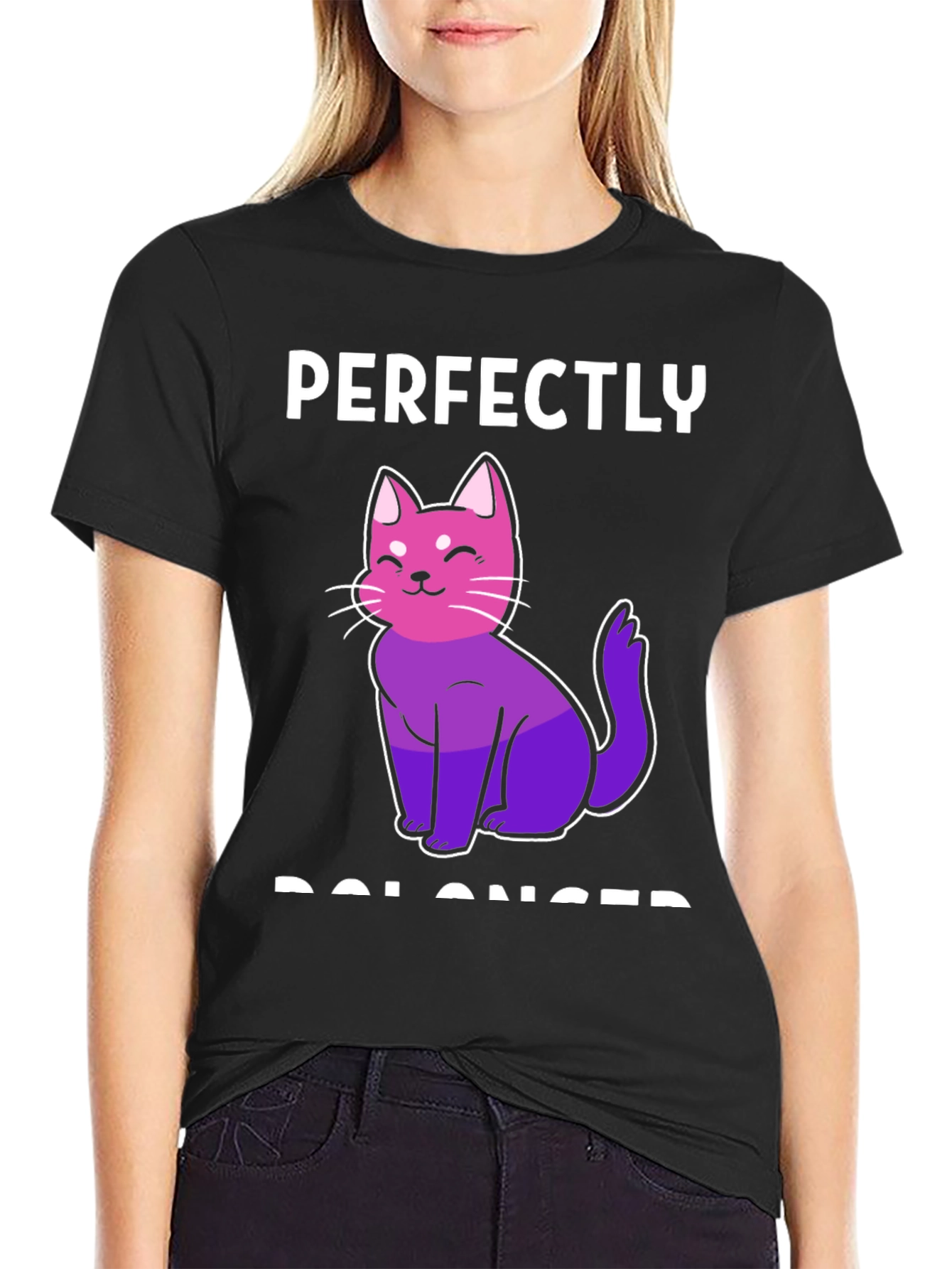 Perfectly Balanced Cat T-Shirt - Bi Pride - 2
