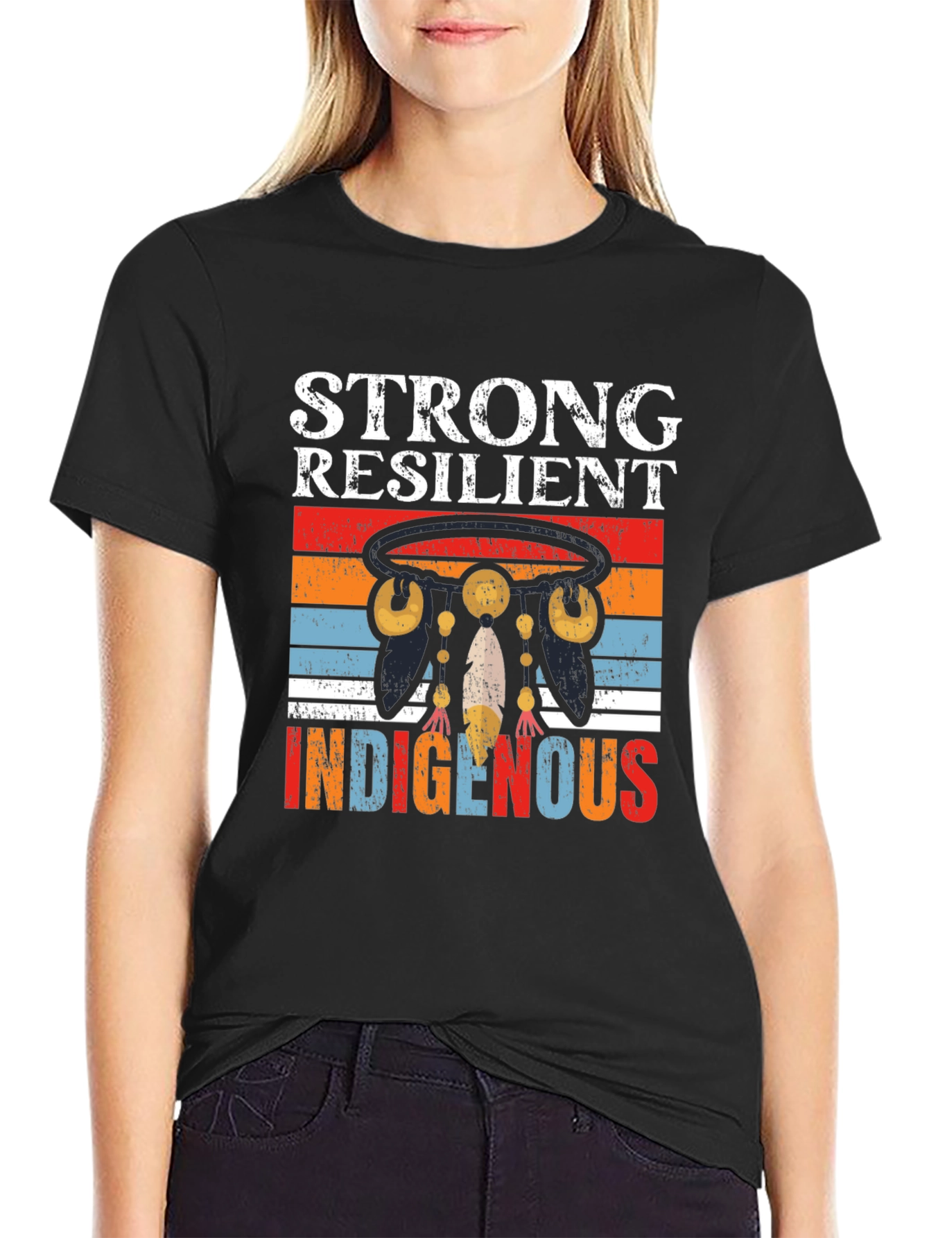 Black Strong Resilient Indigenous Graphic T-Shirt view 2
