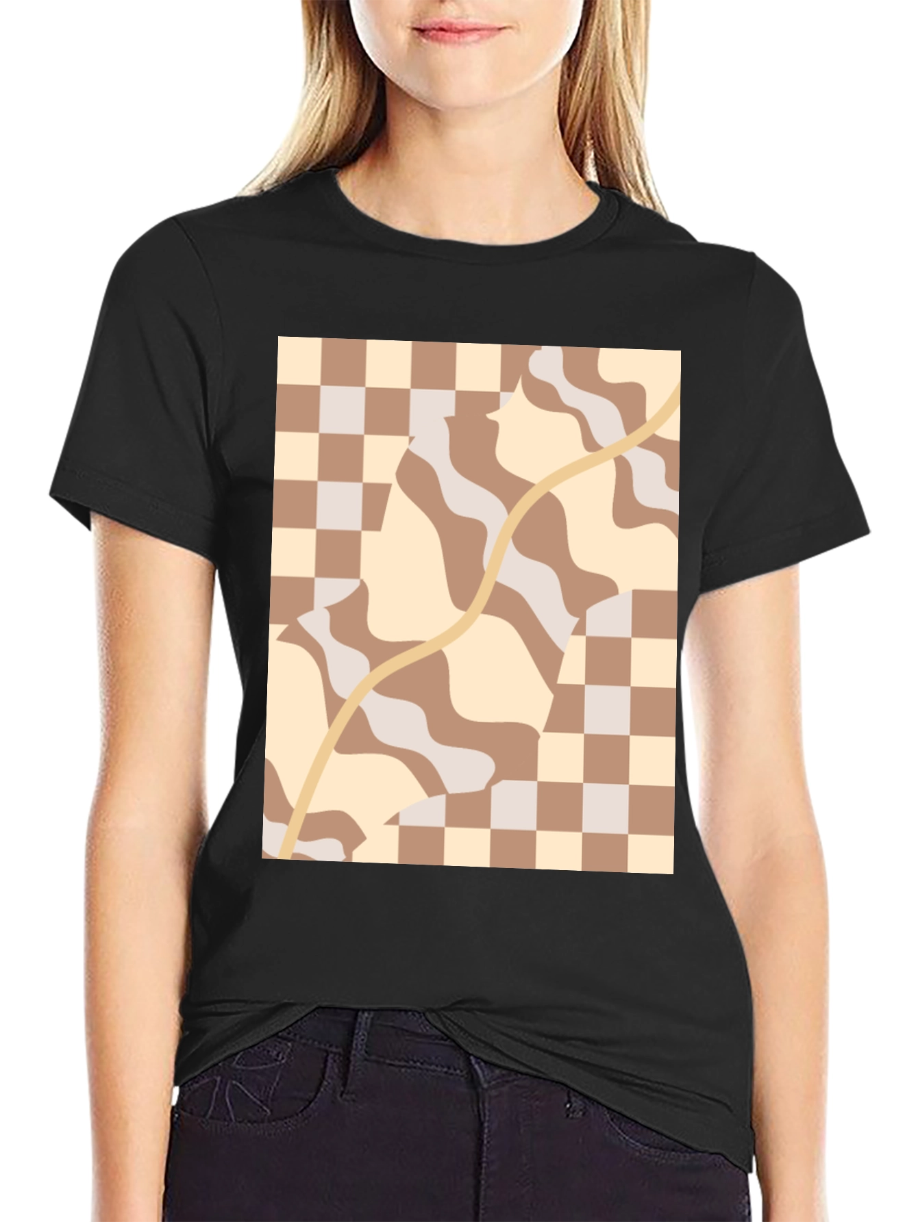 Black Retro Aesthetic Patterned Tee view 2
