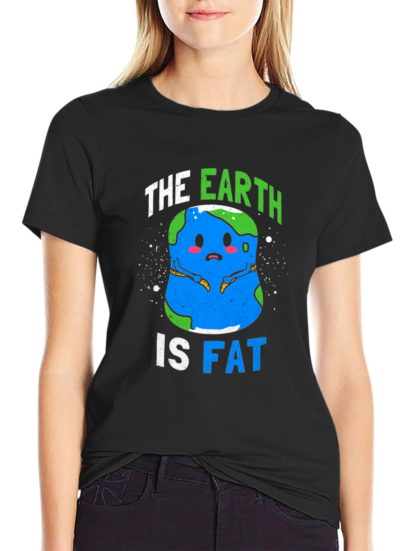 Black The Earth Is Fat Graphic Tee - Men's Black T-Shirt view 2