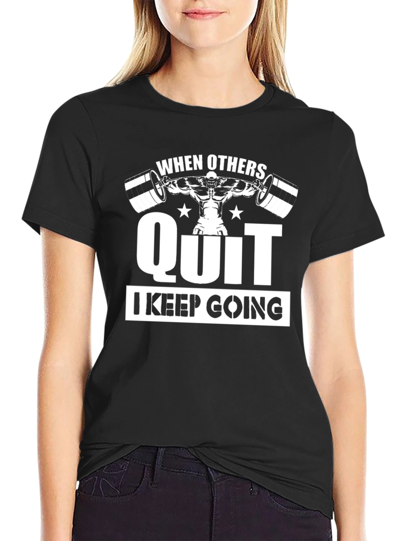 Black Workout Motivation T-Shirt - Never Quit Lifting Tee view 2