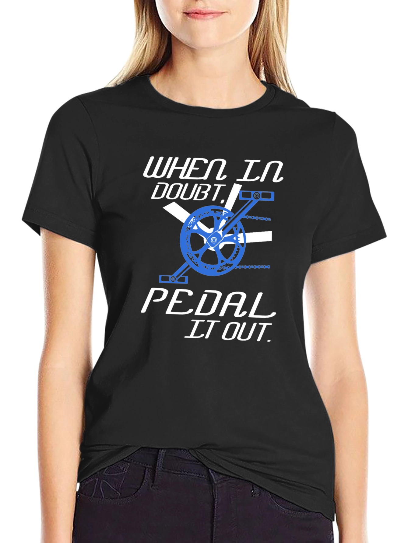 Black When in Doubt Pedal it Out T-Shirt view 2