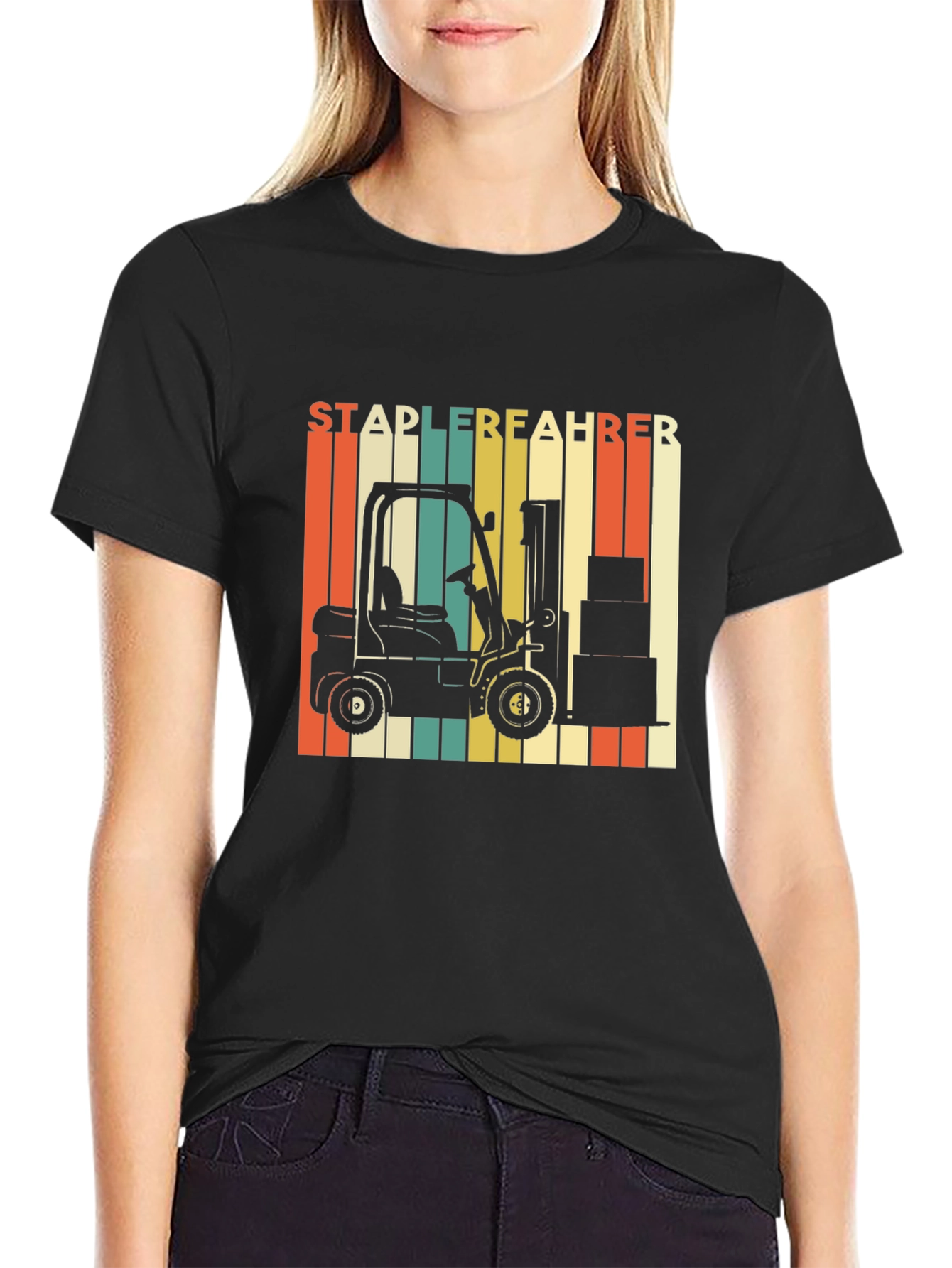 Black Staplerfahrer T-Shirt - Forklift Driver Gift Tee view 2