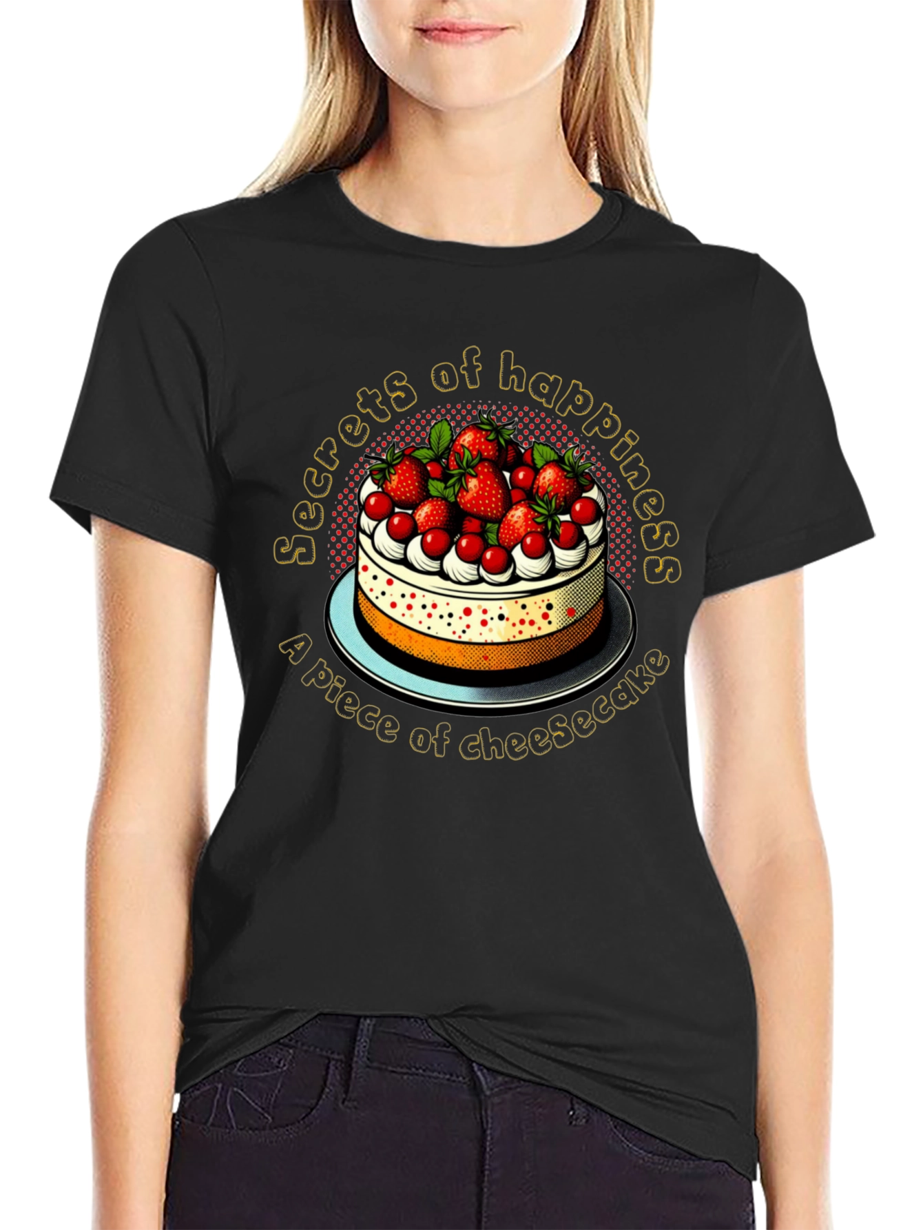Black Secrets of Happiness Cheesecake Graphic Tee view 2