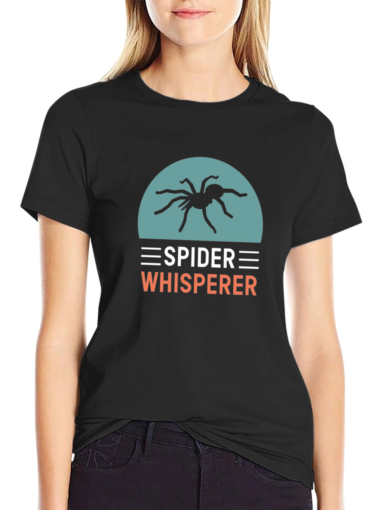 Black Spider Whisperer Graphic Tee - Black Cotton T-Shirt view 2